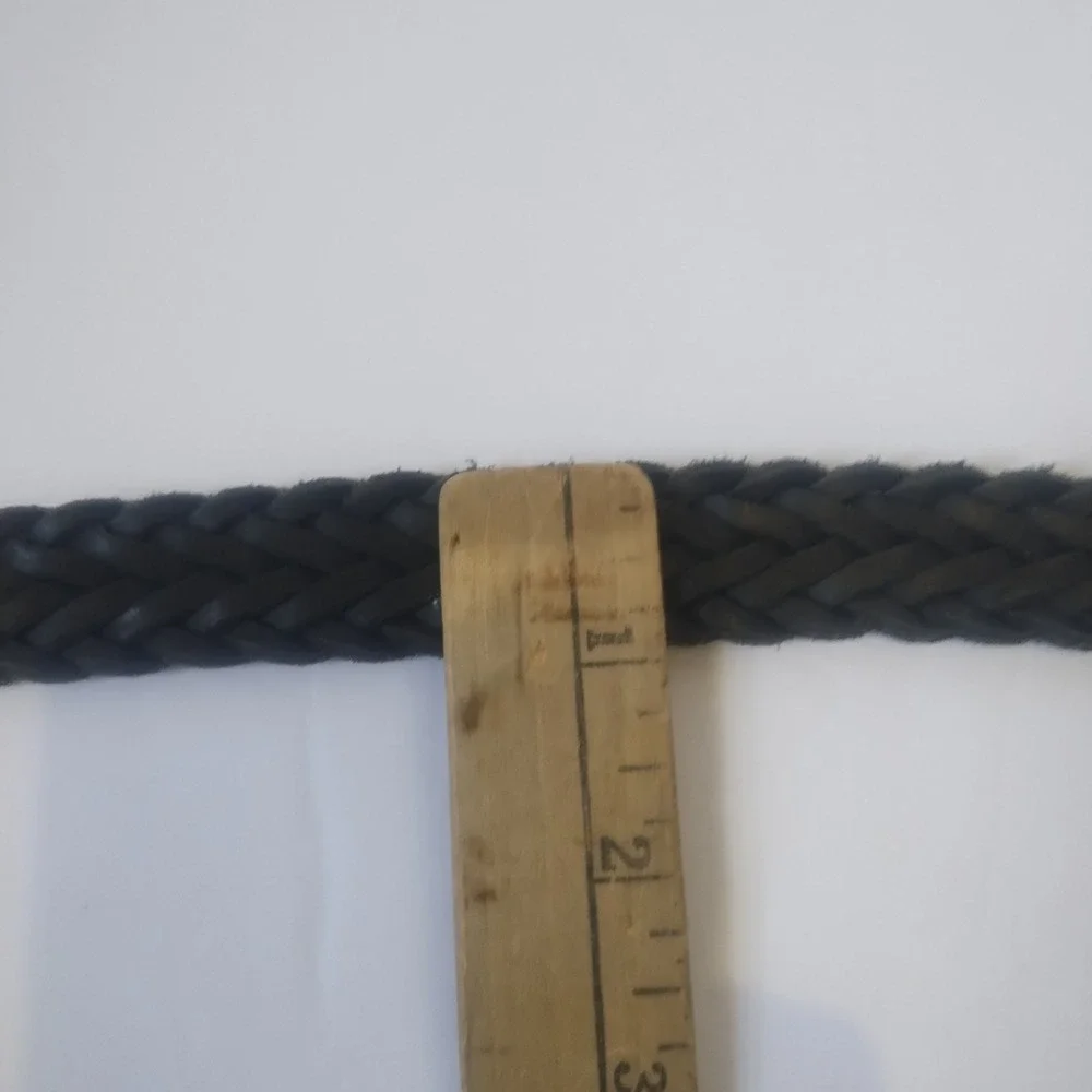 Surrey Braided Belt Women Medium Black Genuine Leather Solid Brass Boho Classic